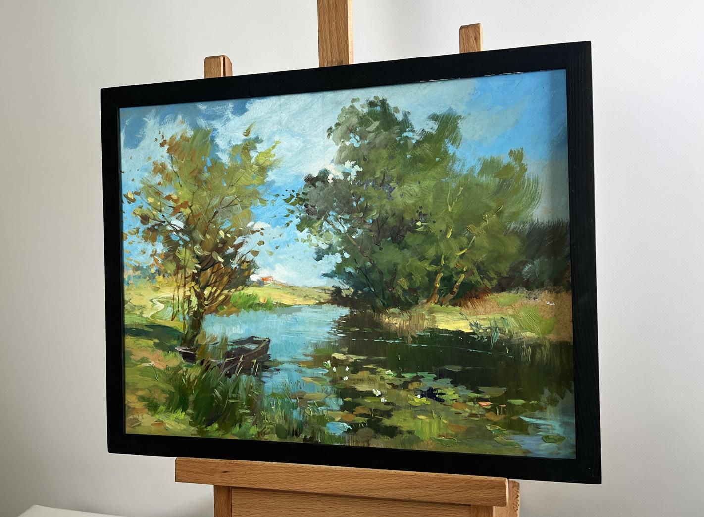 Oil painting A secluded place in nature by Yuriy Suprunchuk lakeside scene