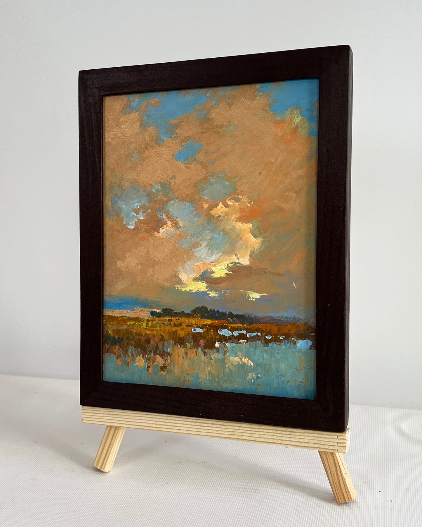 Oil painting Sunset over the lake by Yuriy Suprunchuk serene landscape