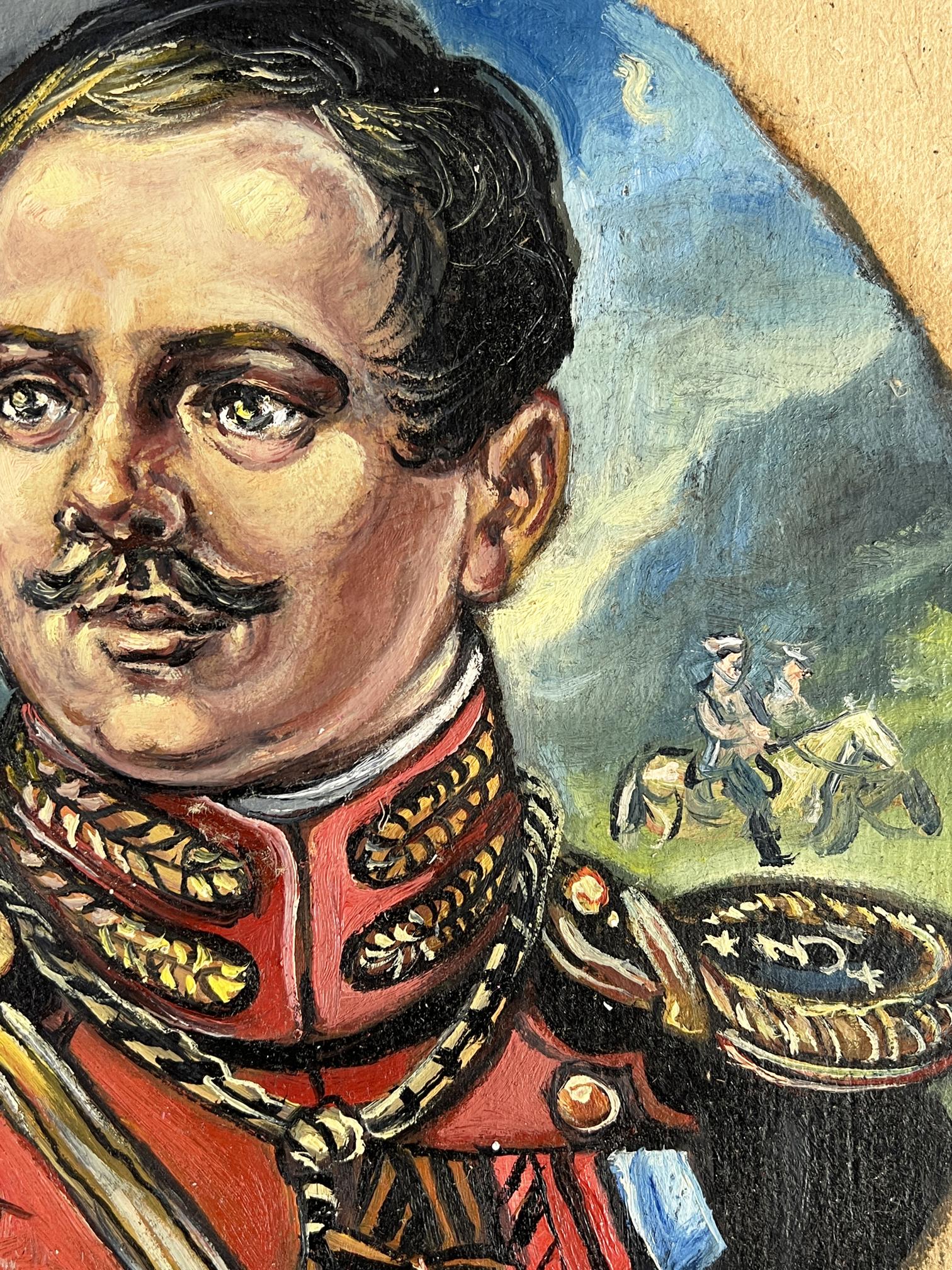 Oil painting portrait of Alexander Litvinov in ornate red military uniform