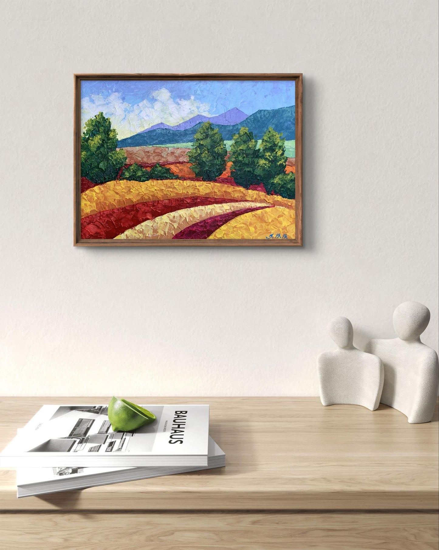 Framed oil painting Clear sunny day in the mountains by V. Zadorozhnya