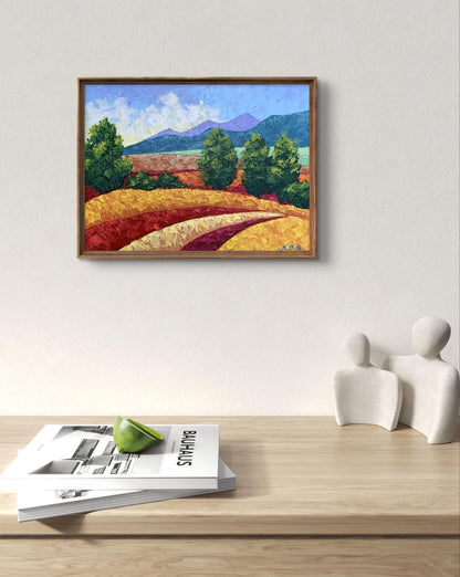 Framed oil painting Clear sunny day in the mountains by V. Zadorozhnya
