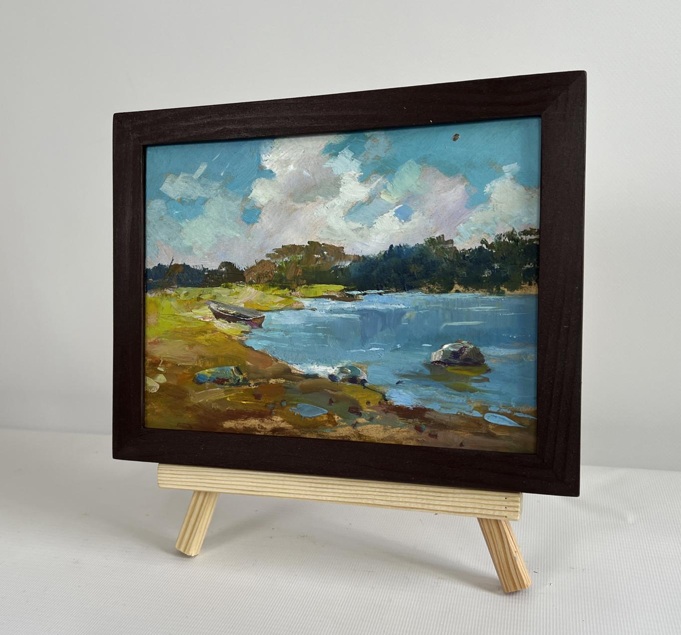 Framed oil painting Summer harmony of water and sky by Yuriy Suprunchuk