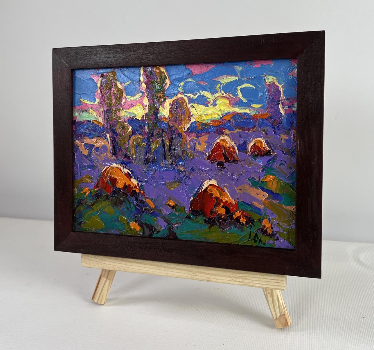 Oil painting In the blue distance of dreams by Oleksiy Ivanyuk in dark frame