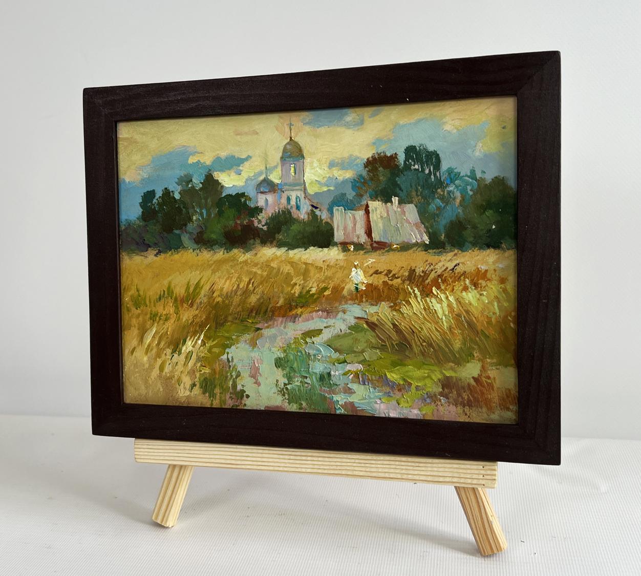 Oil painting Golden fields and sunset by Yuriy Suprunchuk, rural scene