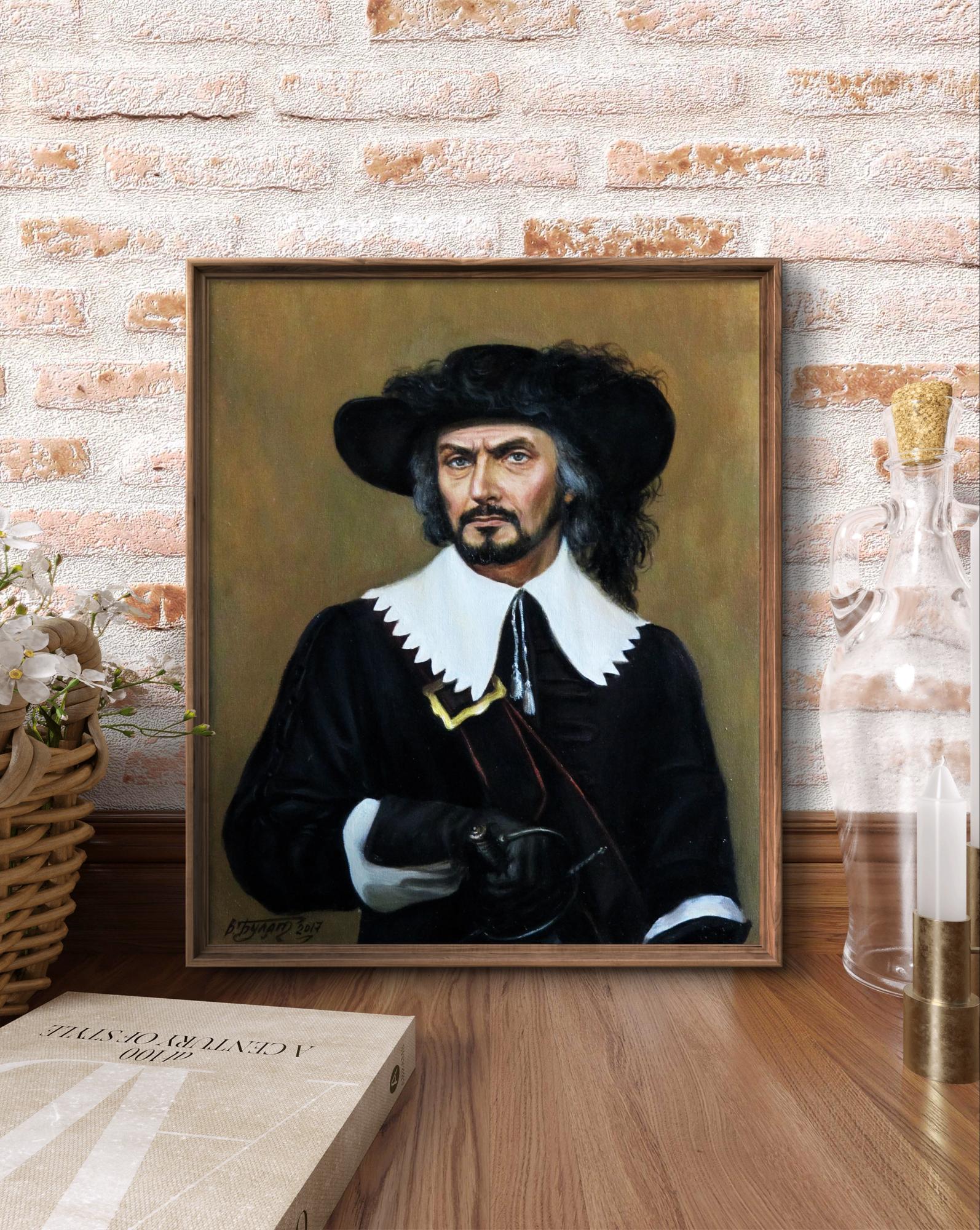 Oil painting Rochefort Valeriy Bulat: man in black velvet attire and hat