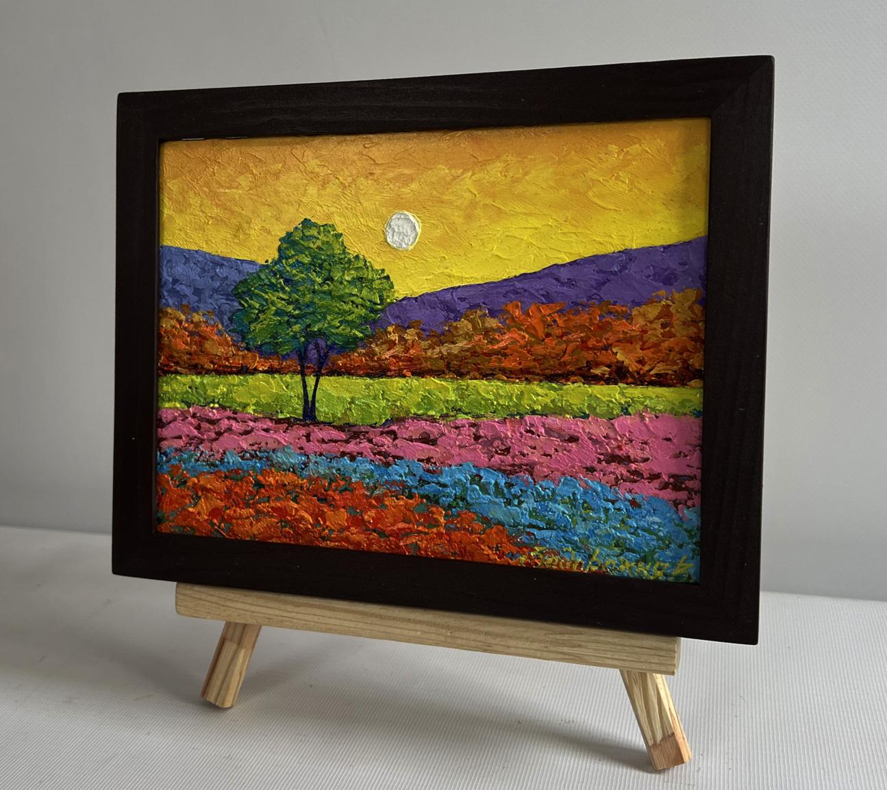 Vibrant Oil painting In the shadows of the tree V. Zadorozhnya in black frame