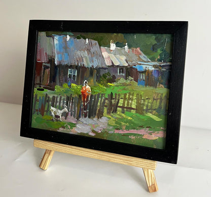Oil painting Country courtyard by Yuriy Suprunchuk rustic village scene