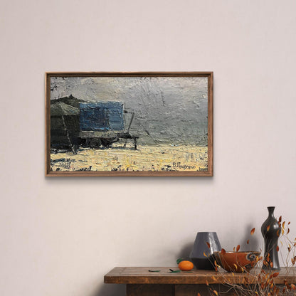 Oil painting Neighborhood Volodymyr Pashchenko: textured train car in frame