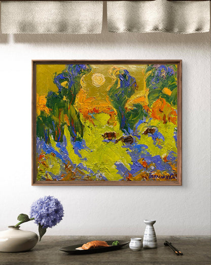 Oil painting Closer to Evening by Oleksiy Ivanyuk in wooden frame