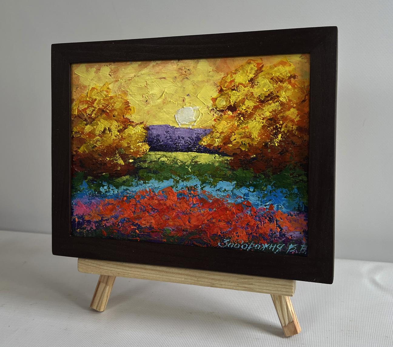 Oil painting The last days of warm evenings by V. Zadorozhnya in wooden frame
