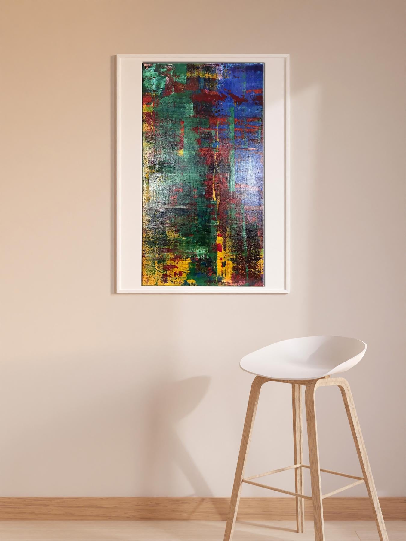 Autumn Olga Melezhik acrylic painting in white frame with vibrant colors