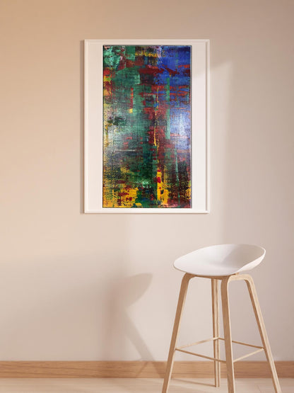 Autumn Olga Melezhik acrylic painting in white frame with vibrant colors