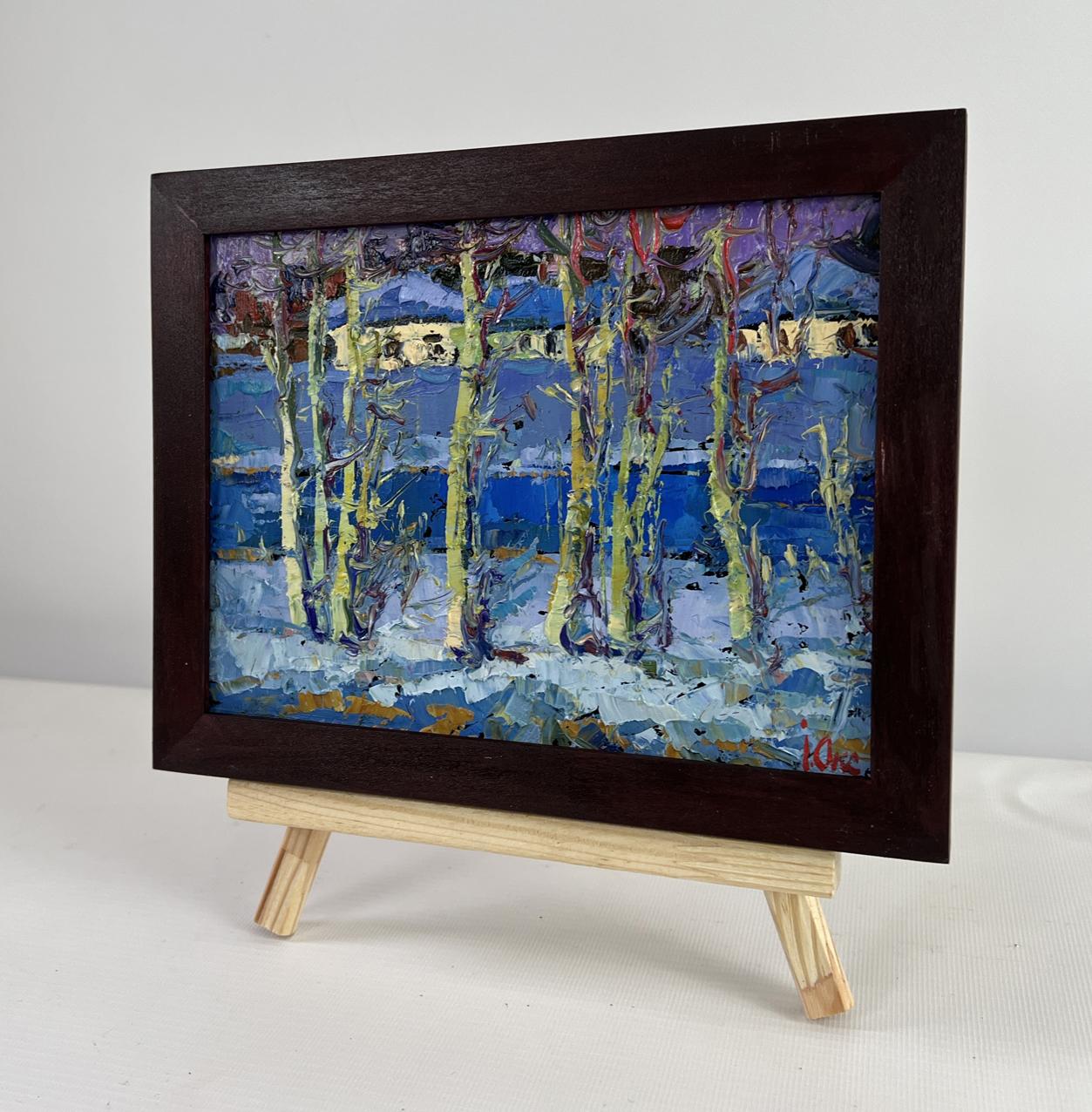 Oil painting The first breath of spring by Oksana Ivanyuk snowy landscape