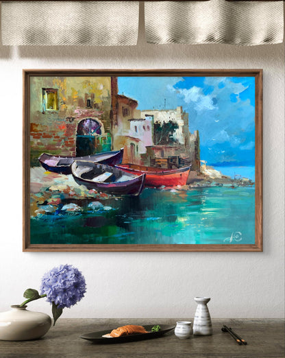 Oil painting On the Seashore by Yuriy Suprunchuk in wooden frame