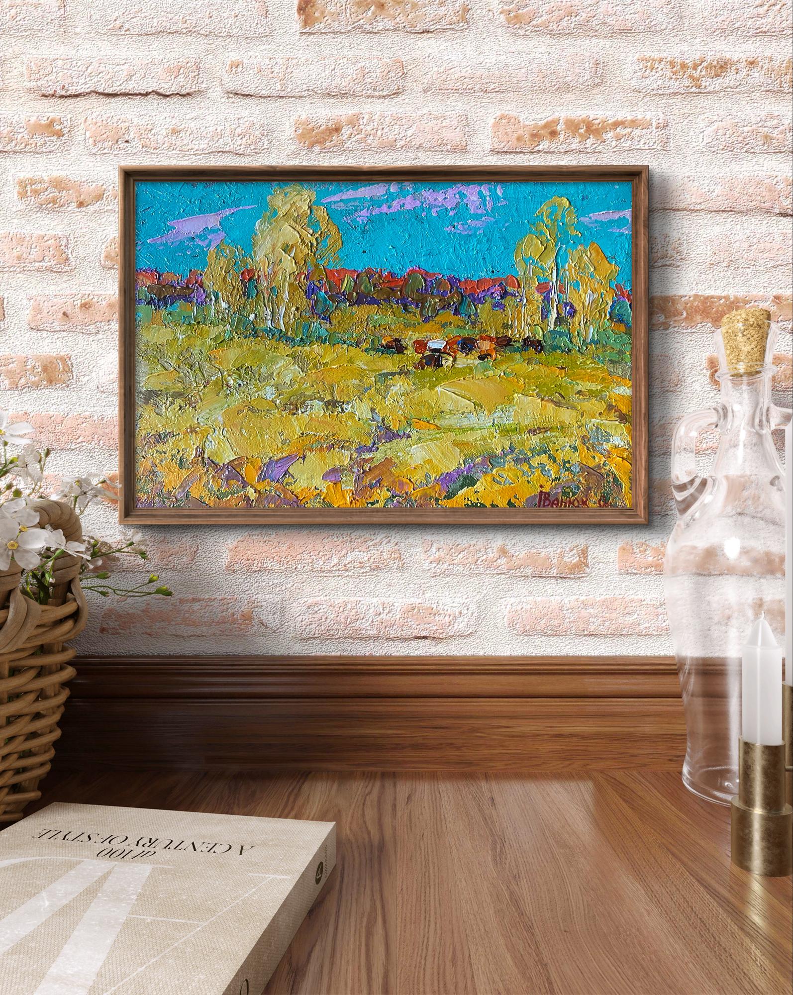 Oil painting Bows in Autumn by Oleksiy Ivanyuk in wooden frame