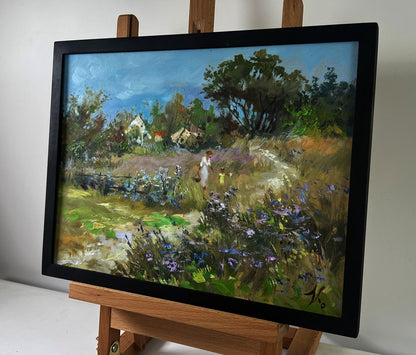 Framed oil painting Joyful walks through the field by Yuriy Suprunchuk