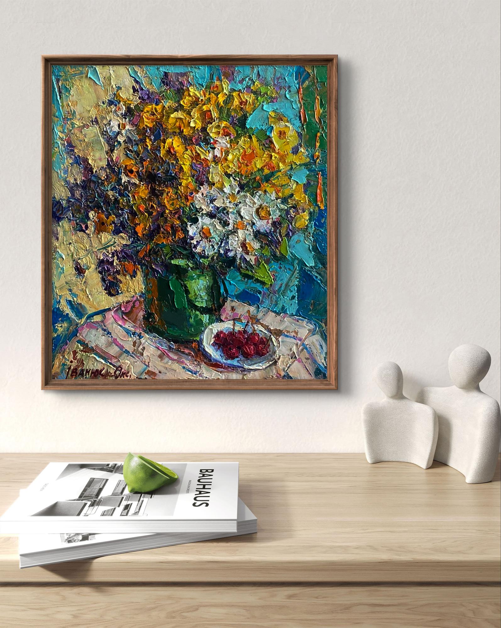 Oil painting Summer still life by Oksana Ivanyuk with yellow flowers