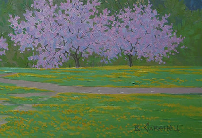 Oil painting of spring cherry blossoms by Valery Savenets