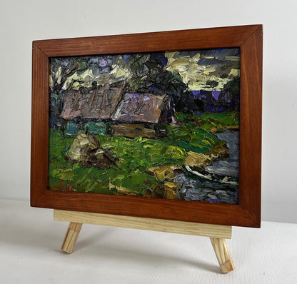 Oil painting Evening Cold Breeze by Oleksiy Ivanyuk, rustic countryside scene