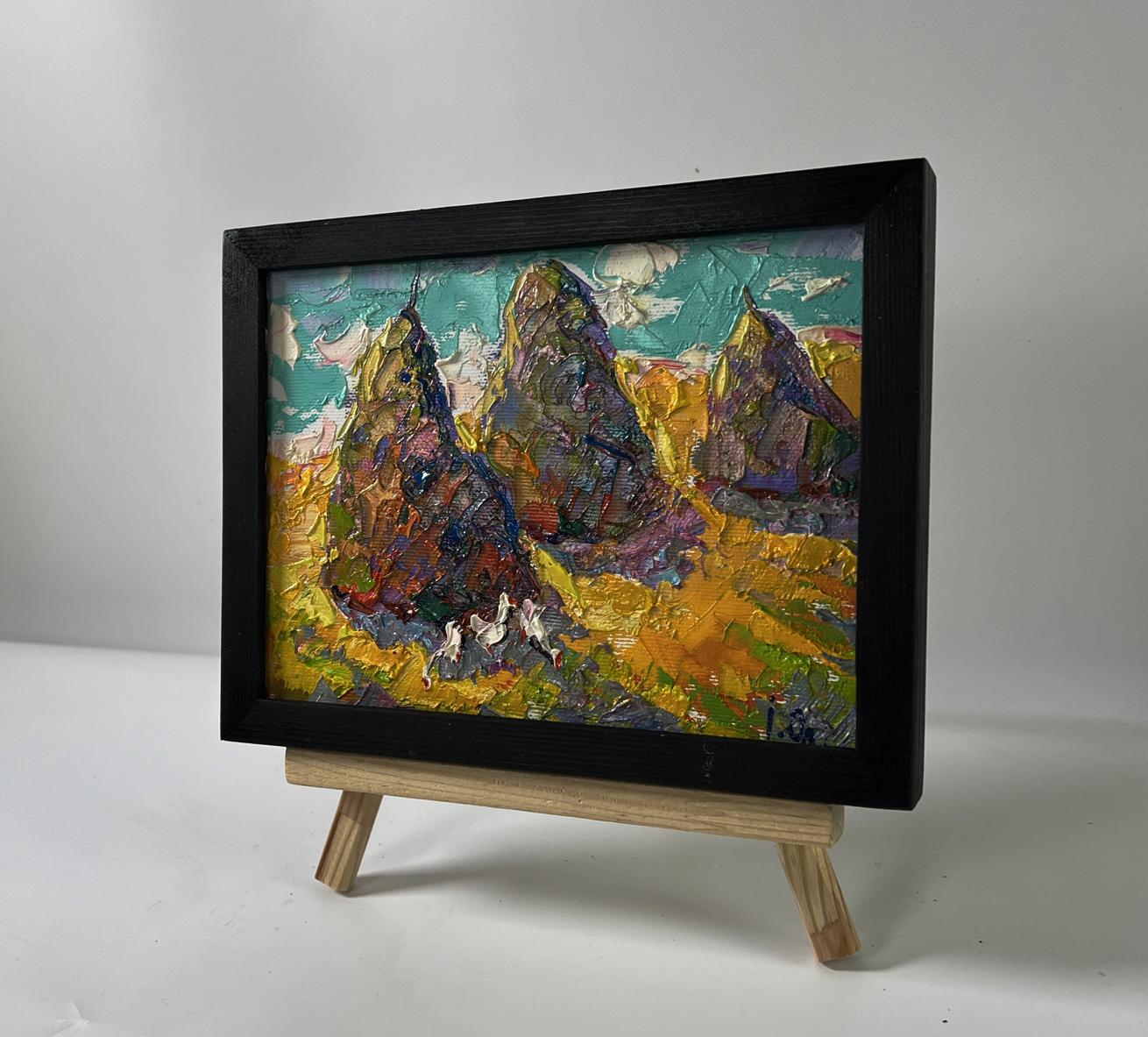 Oil painting Geese in the shade by Oleksiy Ivanyuk on wooden easel