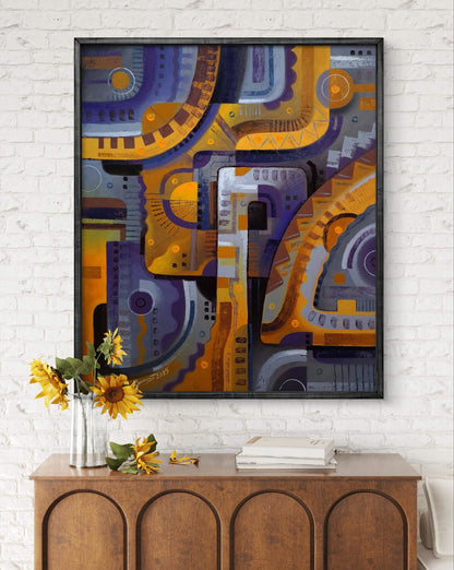 Oil painting Walking in the labyrinth by Sergiy Voichenko in black frame