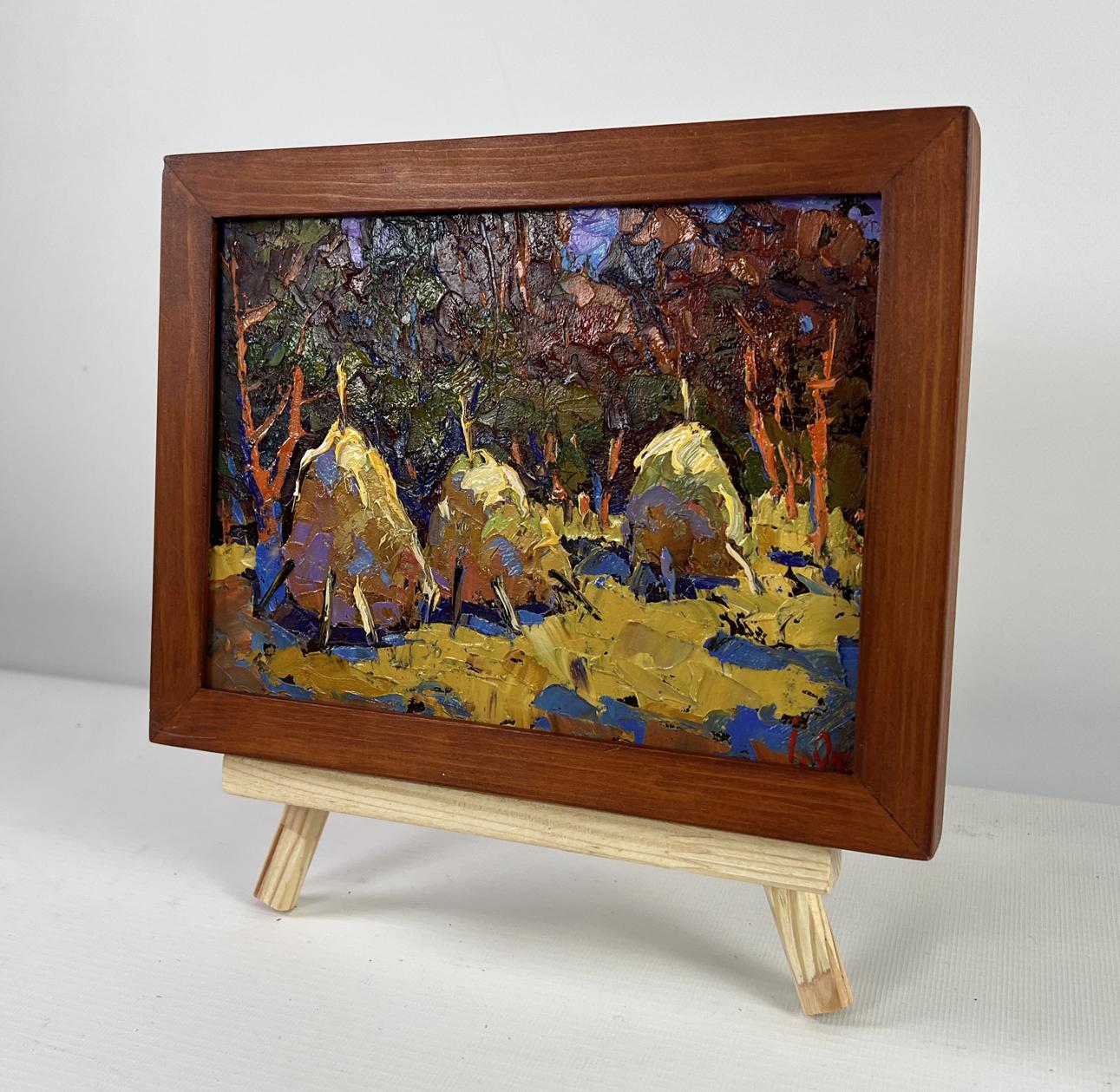 Oil painting Autumn Silence by Oksana Ivanyuk in wood frame