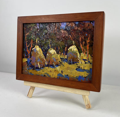 Oil painting Autumn Silence by Oksana Ivanyuk in wood frame