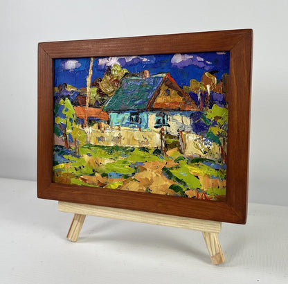 Vibrant impressionist oil painting of tree house and endless sky by Oksana Ivanyuk