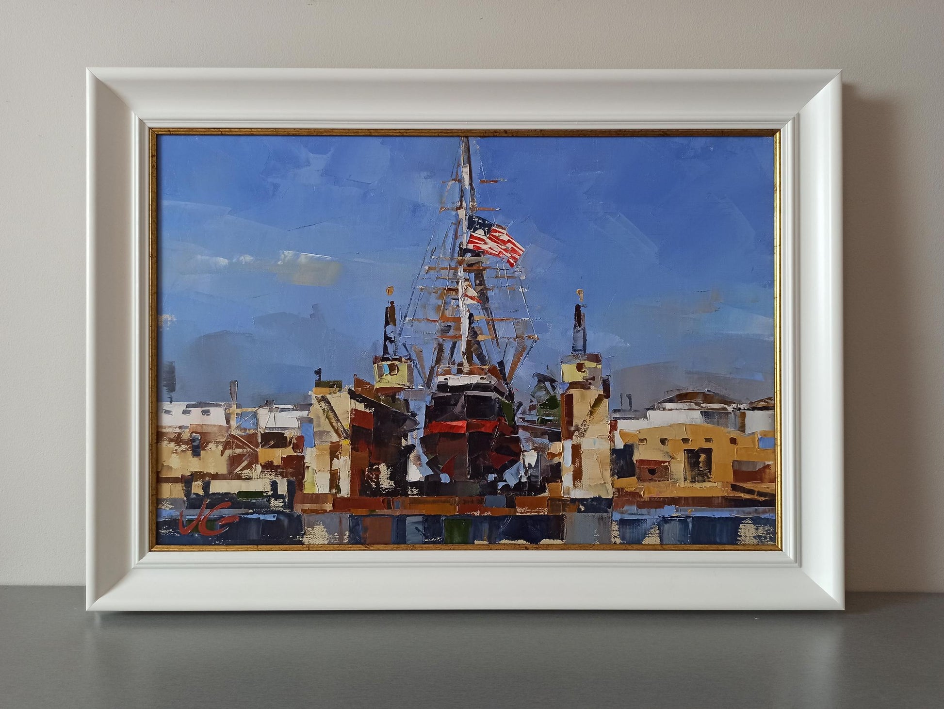 Oil painting of Sailboat Star of India by Volodymyr Gluhomanyuk
