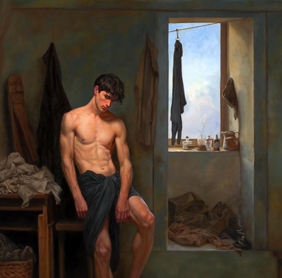 Oil painting Solitude in a Clean Room Richard Fox