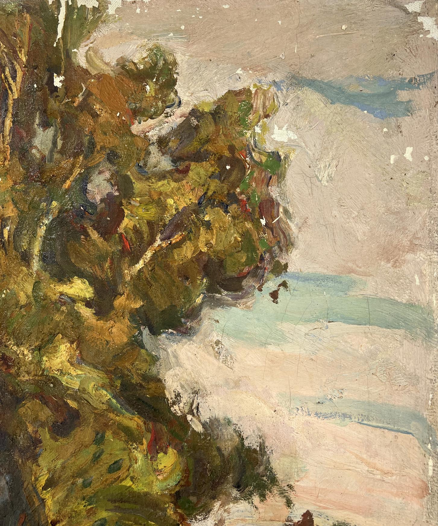 Impressionistic oil painting of river through steppe by Yuri Lyubavin