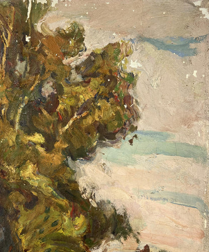 Impressionistic oil painting of river through steppe by Yuri Lyubavin
