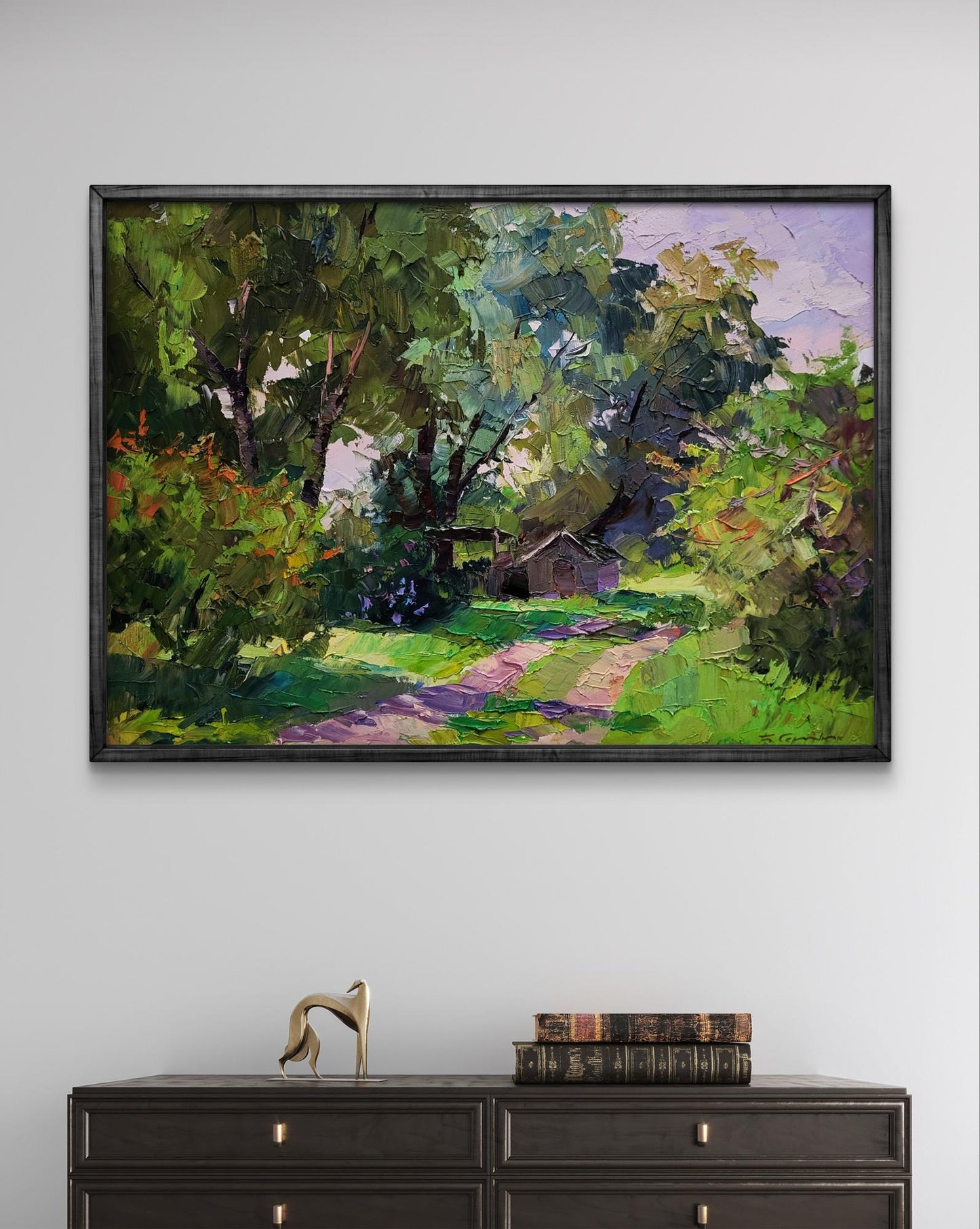 Oil painting Green leaves of spring by Boris Serdyuk, impressionist landscape
