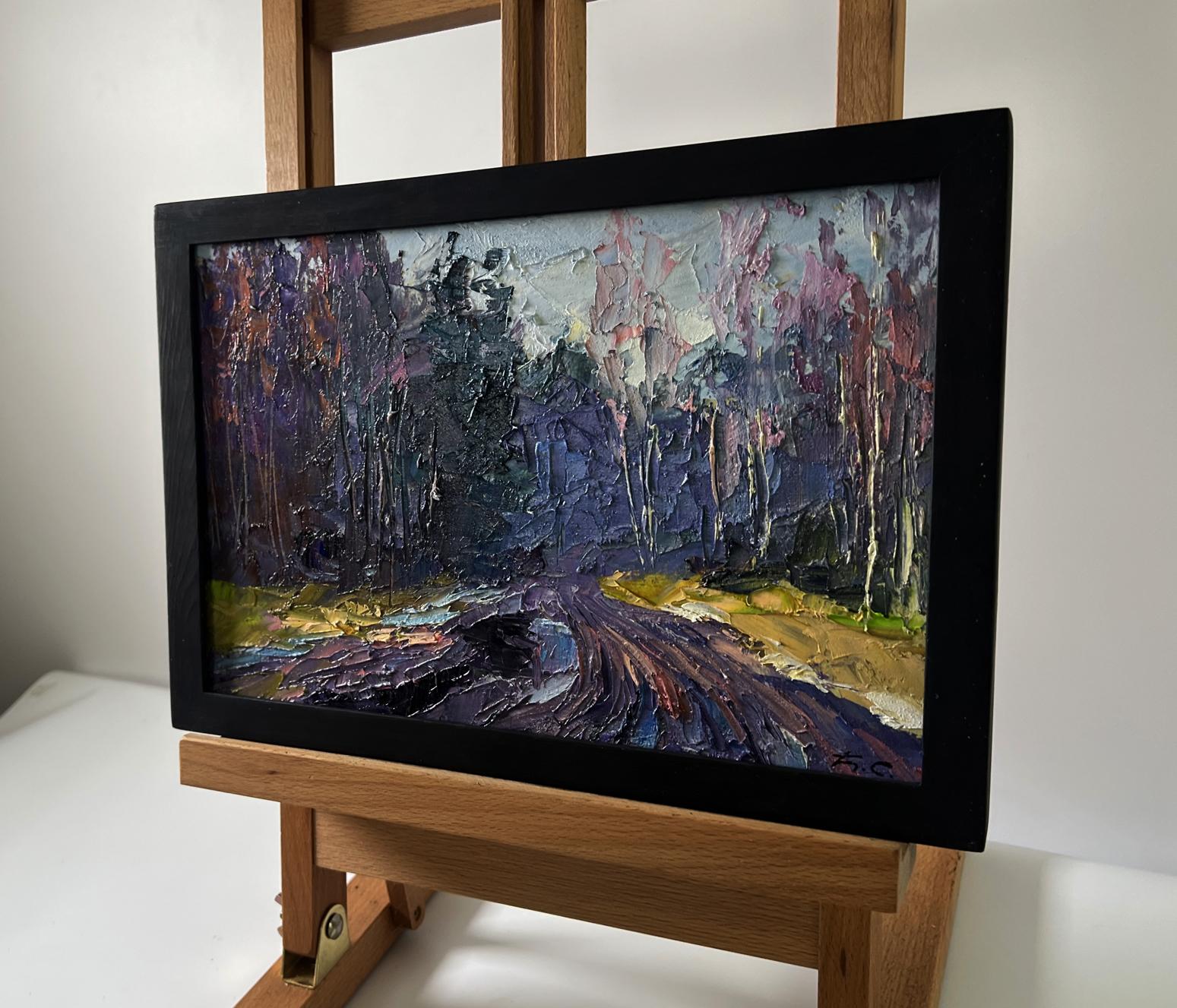 Oil painting The road to the forest by Boris Serdyuk in black frame