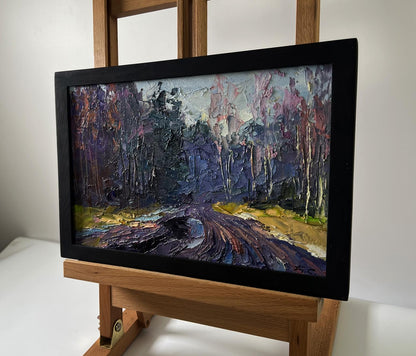 Oil painting The road to the forest by Boris Serdyuk in black frame