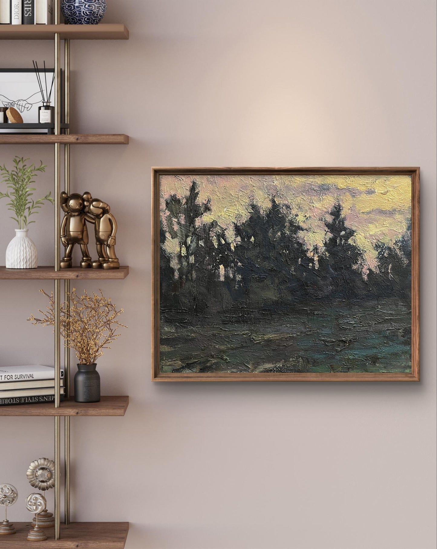 Oil painting Green forest by Volodymyr Pashchenko in wooden frame