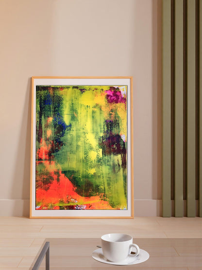 Sunny Day acrylic painting by Olga Melezhik in light wood frame