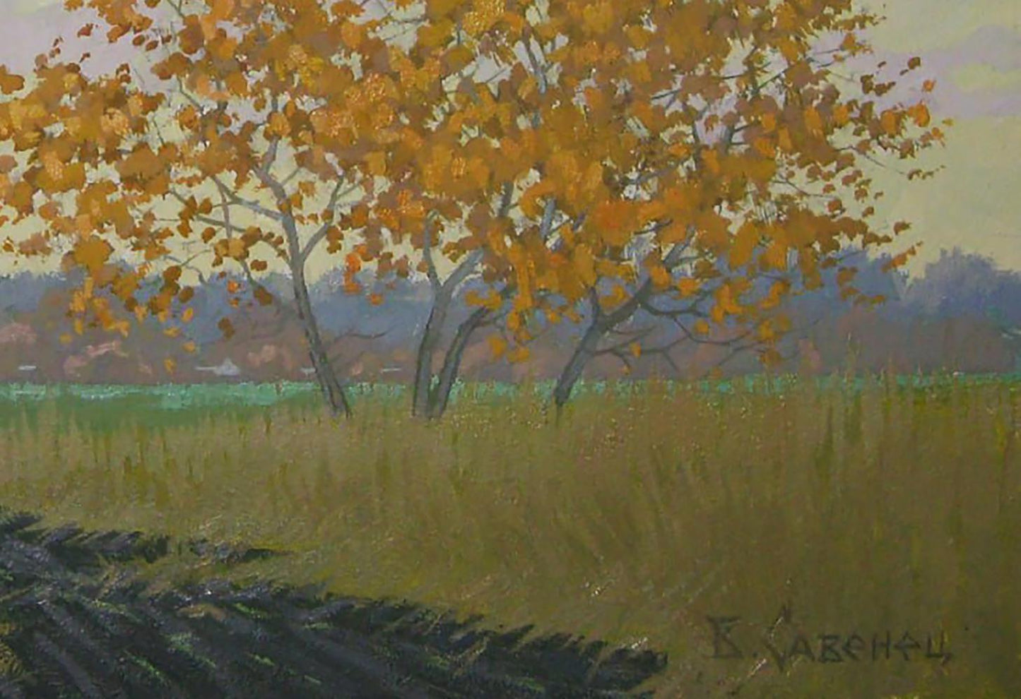 Oil painting Autumn evening in the fields by Valery Savenets