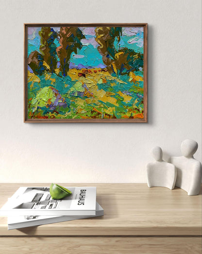 Oil painting Morning on the pasture by Oleksiy Ivanyuk in wooden frame