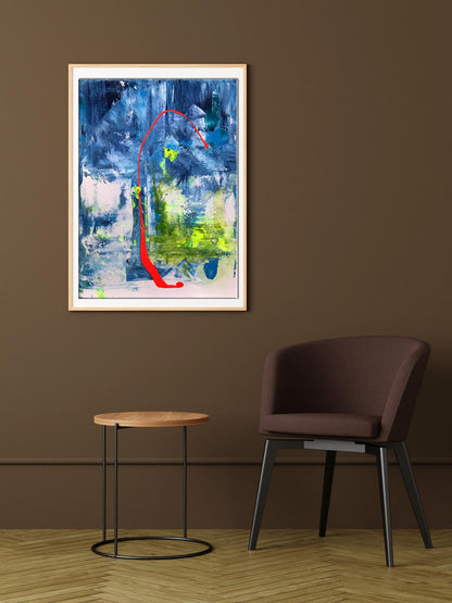 Framed abstract acrylic painting Torn beads by Olga Melezhik