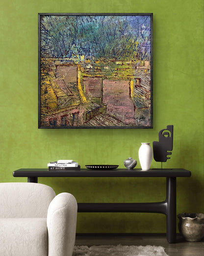 Oil painting Lightening by Serhiy Kovalev in sleek black frame