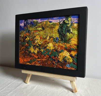 Oil painting The edge of a plowed field by Oleksiy Ivanyuk in black frame