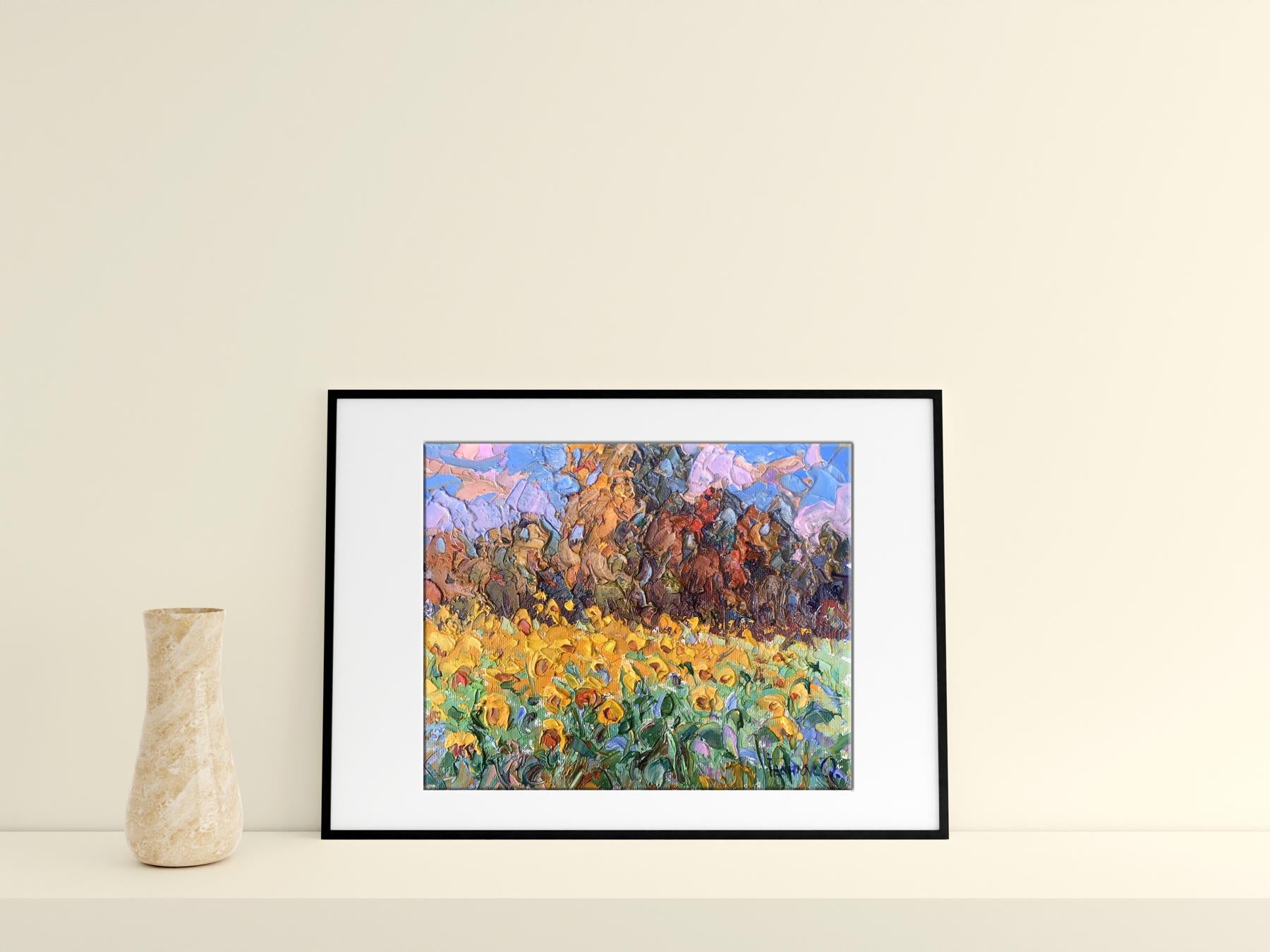 Oil painting sunflowers