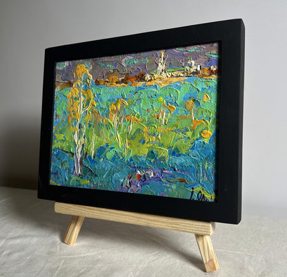 Oil painting Early autumn has come by Oksana Ivanyuk in black frame