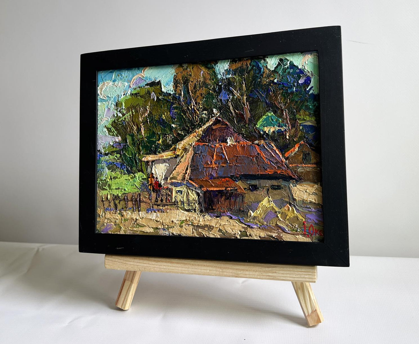 Oil painting The beginning of autumn days by Oksana Ivanyuk rustic village scene