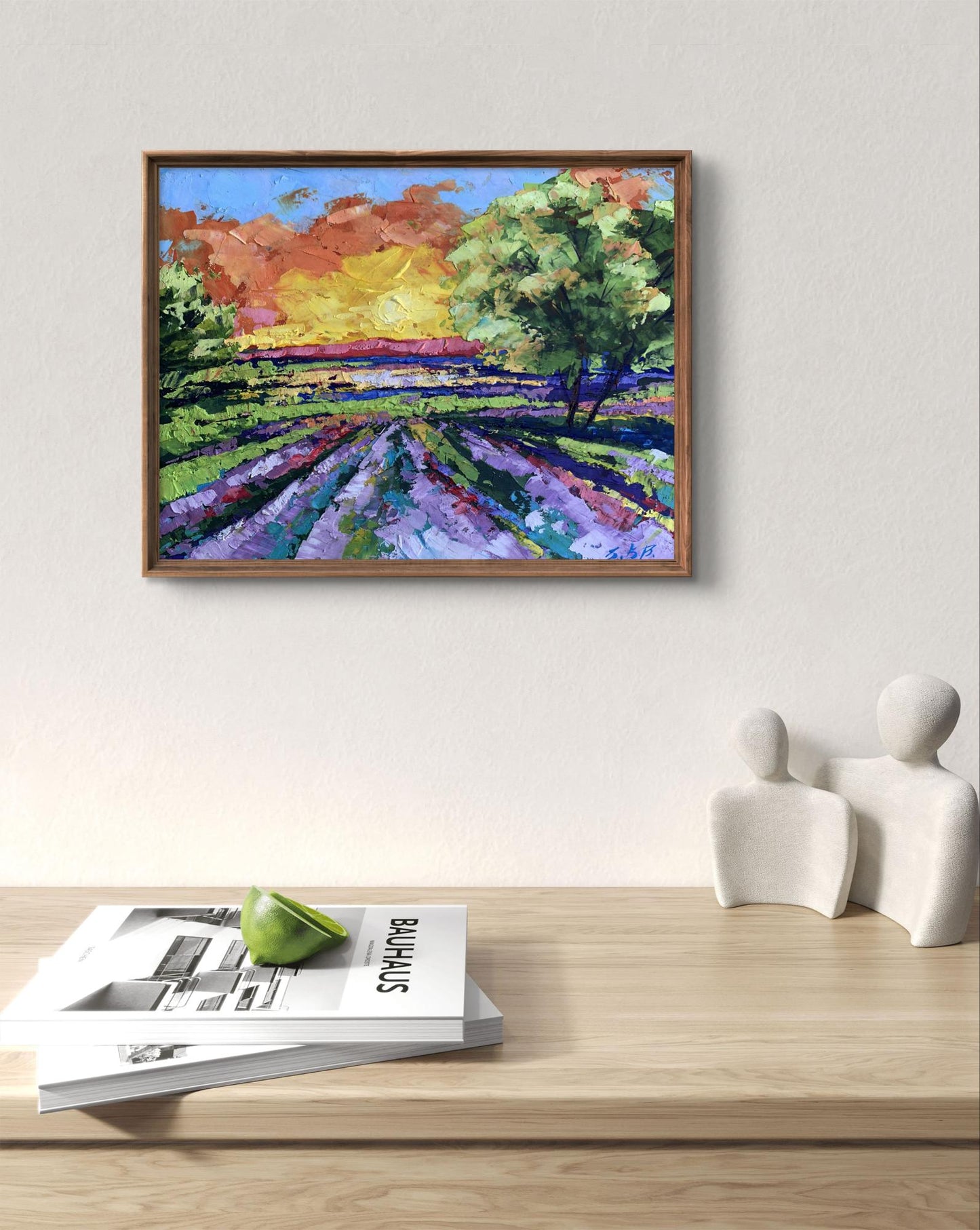 Oil painting Sunset in the field V. Zadorozhnya purple lavender sunset landscape