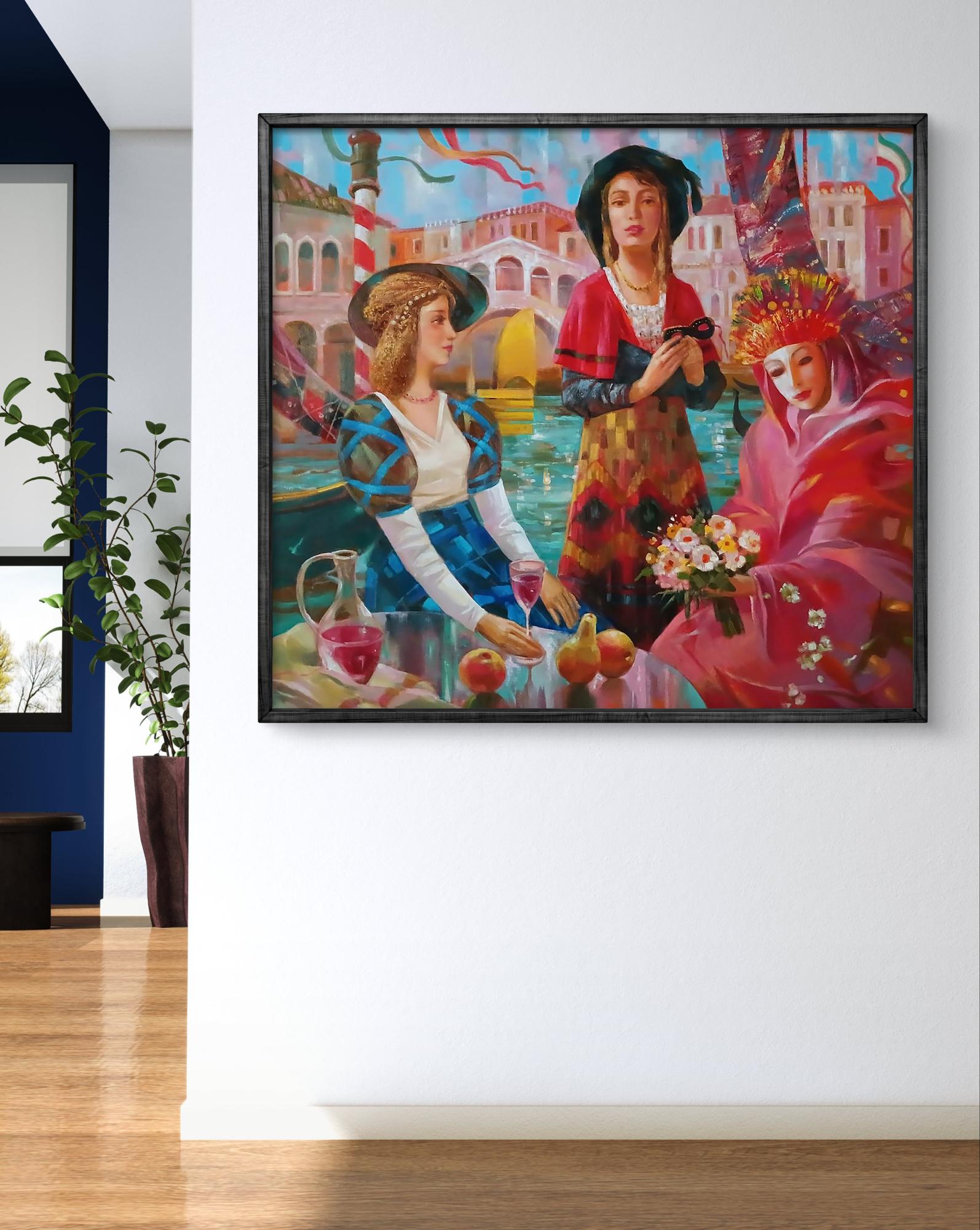Vibrant Carnival in Venice abstract oil painting by Anatoly Tarabanov