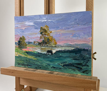 Oil painting A quiet night passes among the grasses by Boris Serdyuk