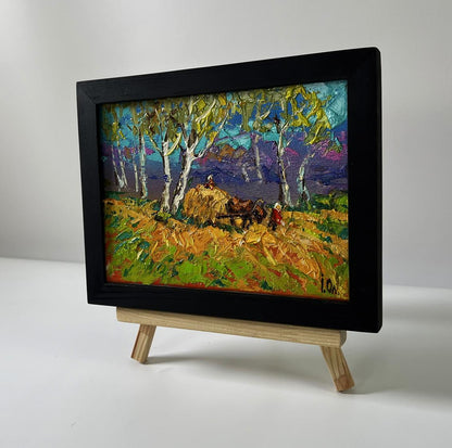 Oil painting The Road Home by Oleksiy Ivanyuk on wooden easel