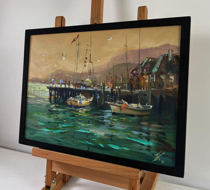 Oil painting Yachts in the sea under the gentle sun by Yuriy Suprunchuk